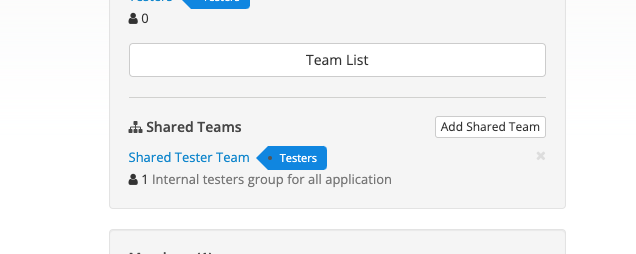 ScreenShot of added shared team