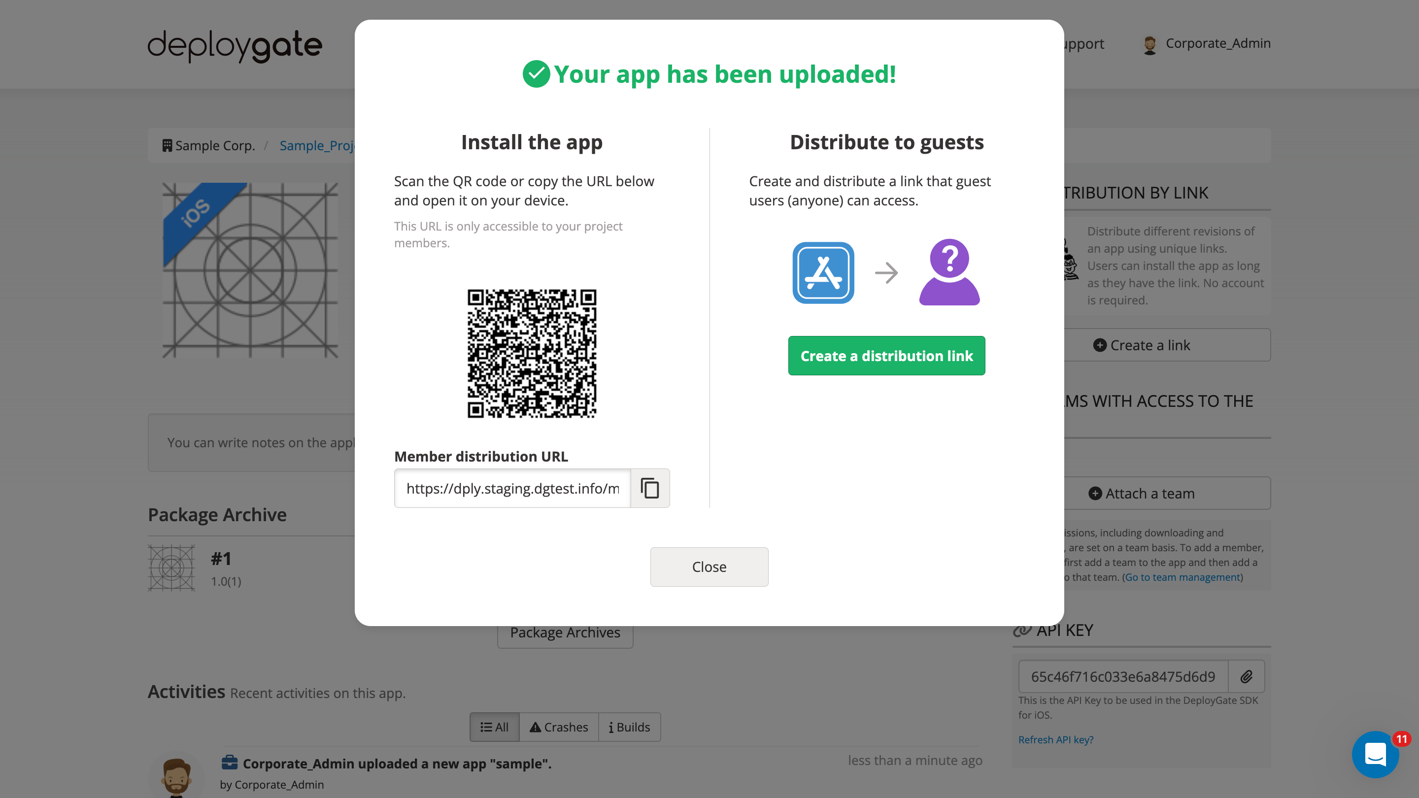 Screenshot of download on your device