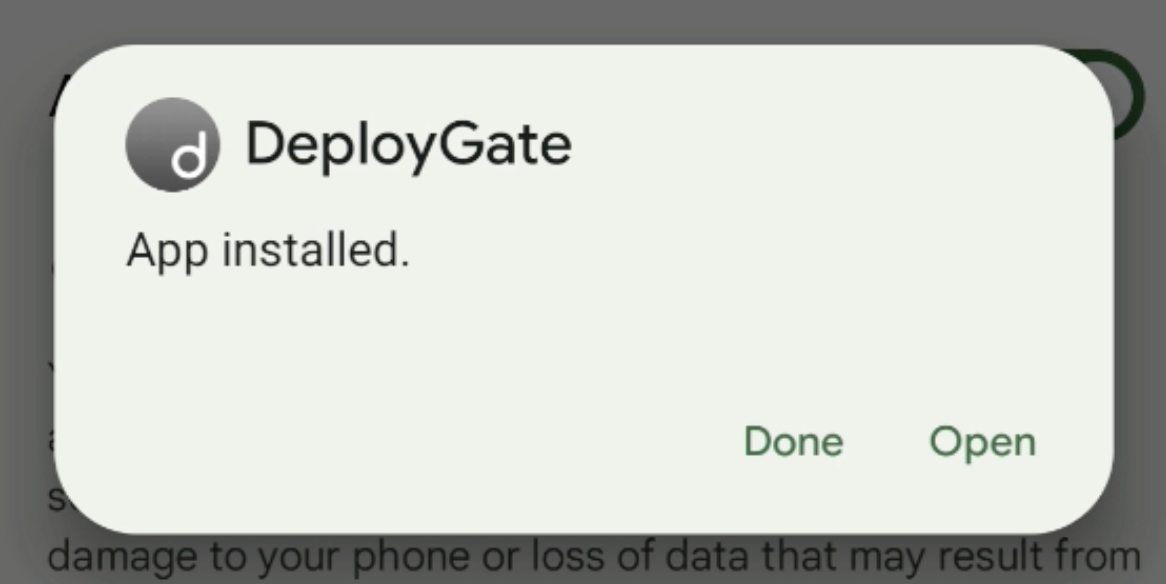 Installed DeployGate app