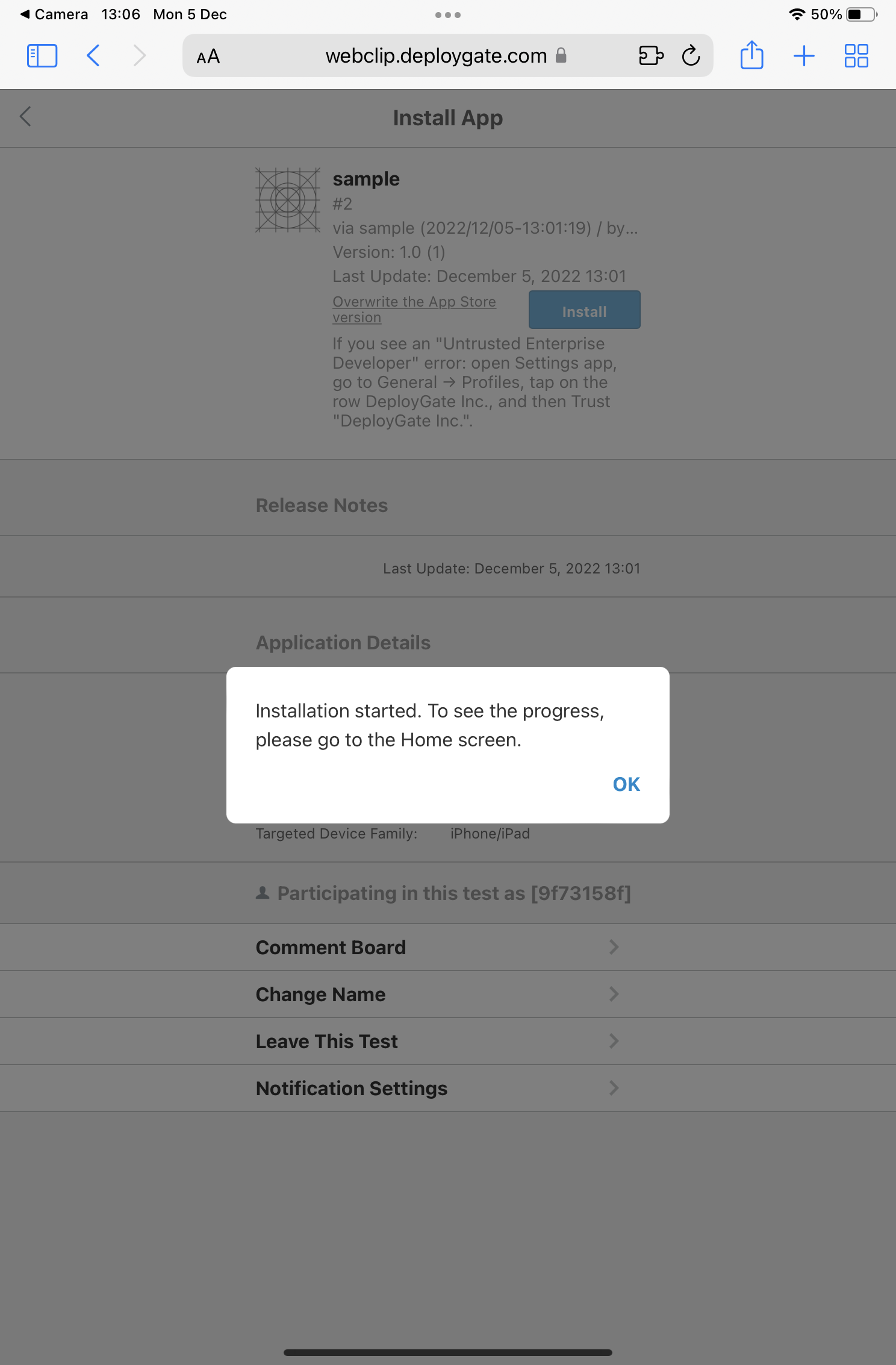 ScreenShot of iOS Install