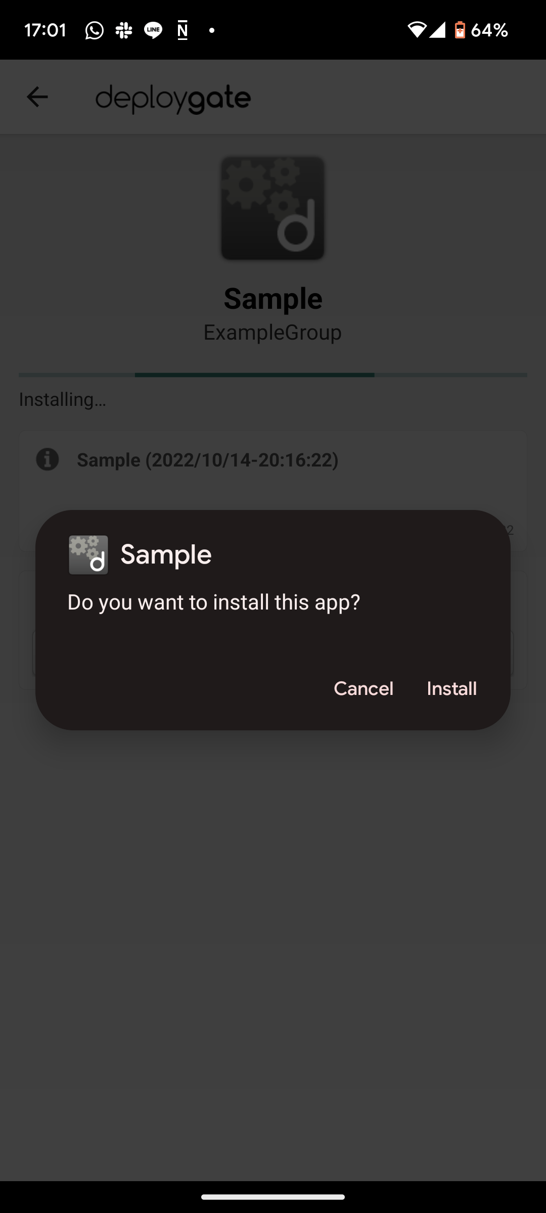 ScreenShot of Install permission on App