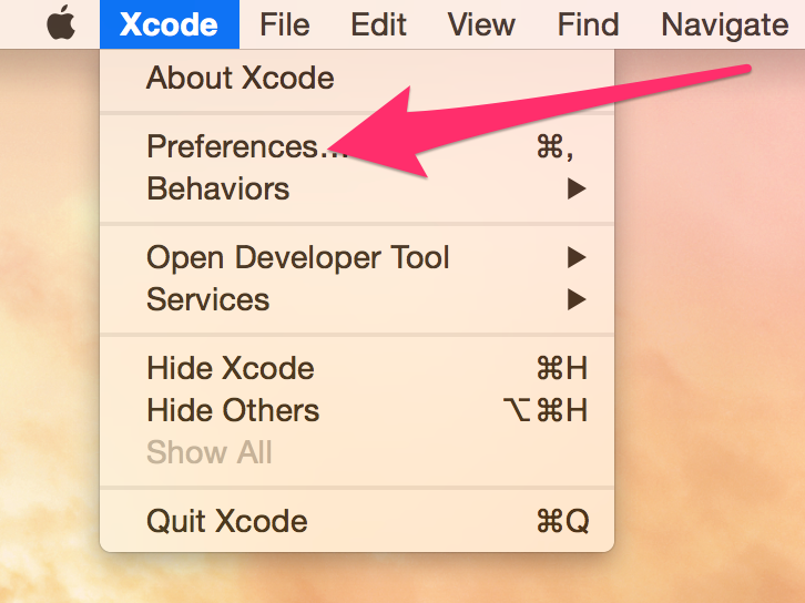 Screenshot of xCode Apple ID from menue
