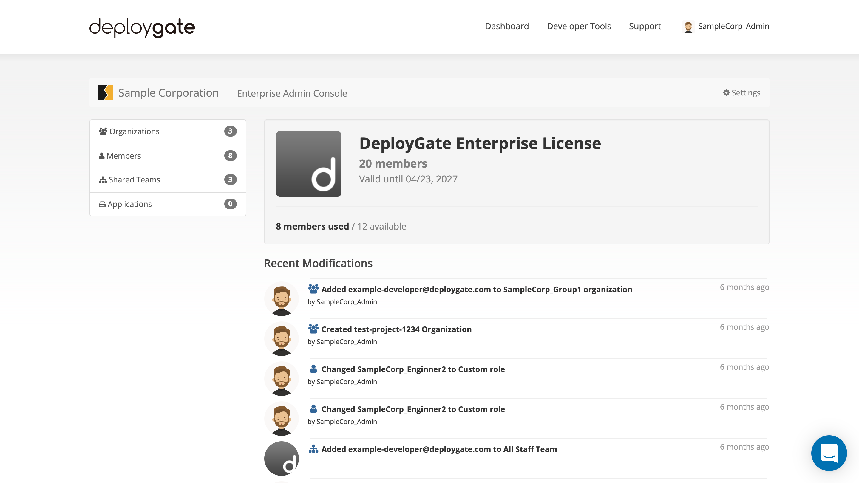 ScreenShot of Enterprise dashboard