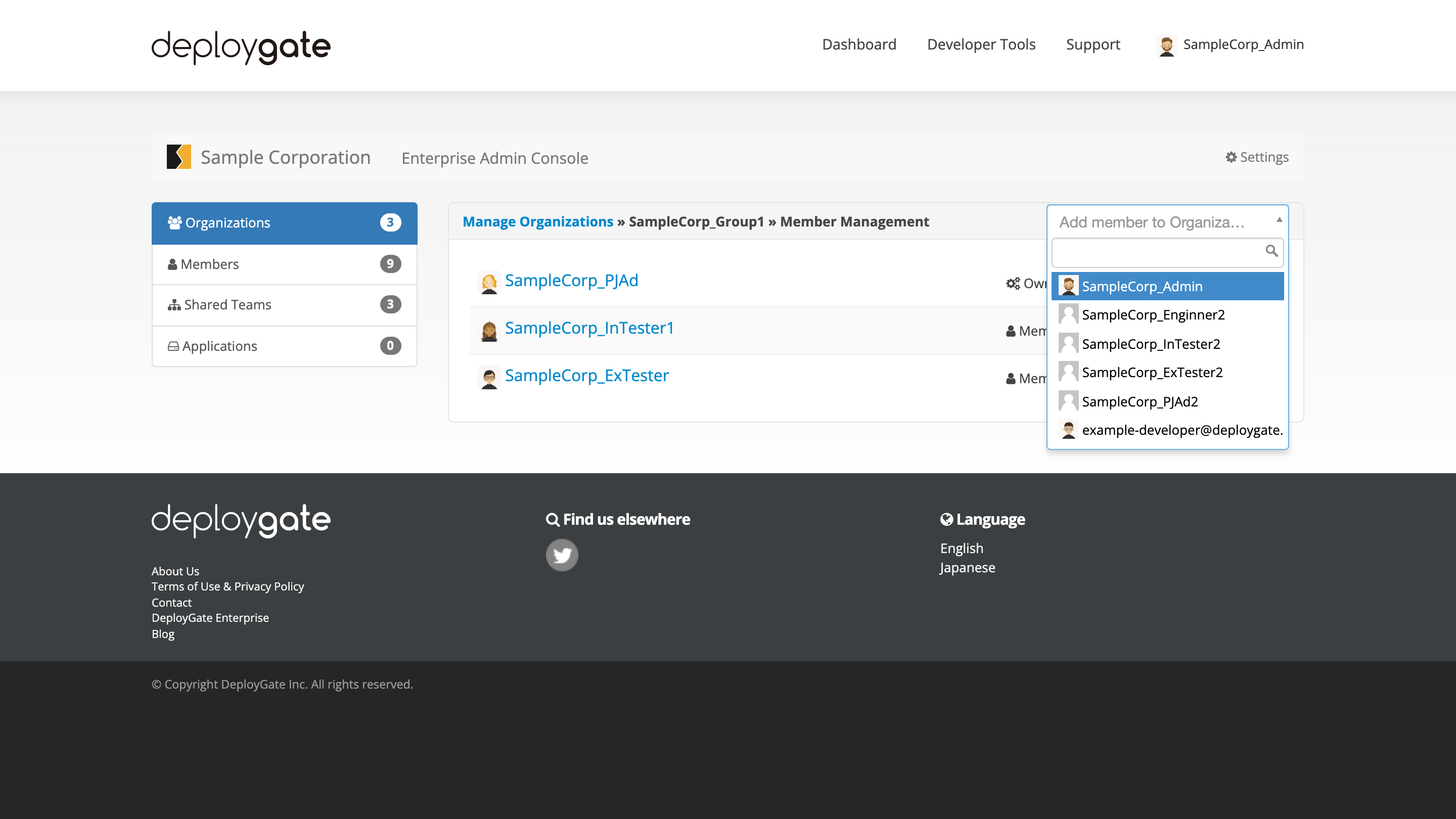 ScreenShot of Enterprise Select organization