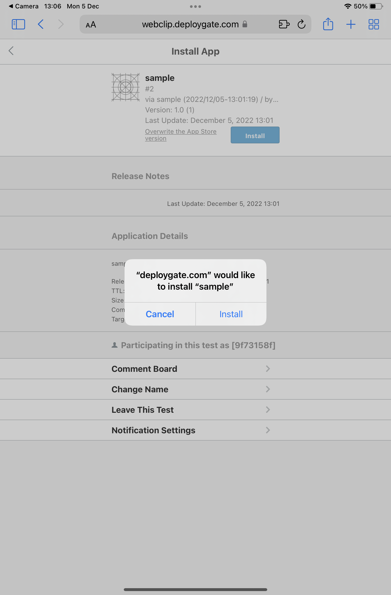 ScreenShot of iOS Install