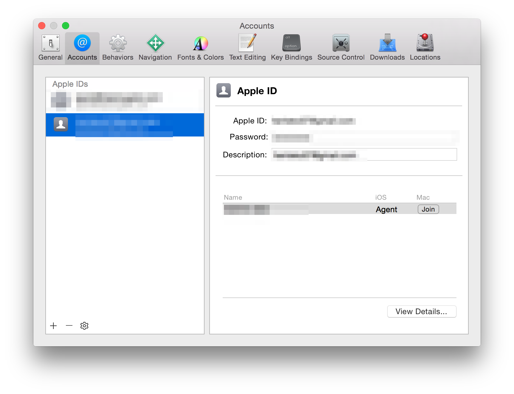 Screenshot of xCode Apple ID added